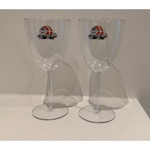 2 stk. vinglas med logo i brudsikker plastik